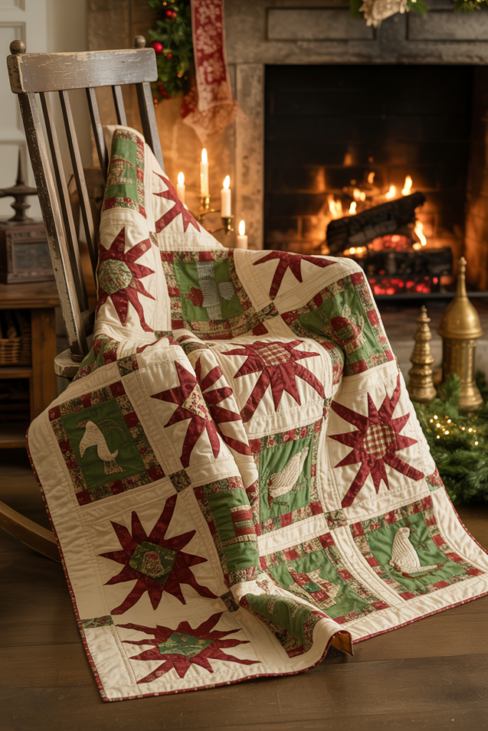 14. Vintage-Inspired Christmas Quilt