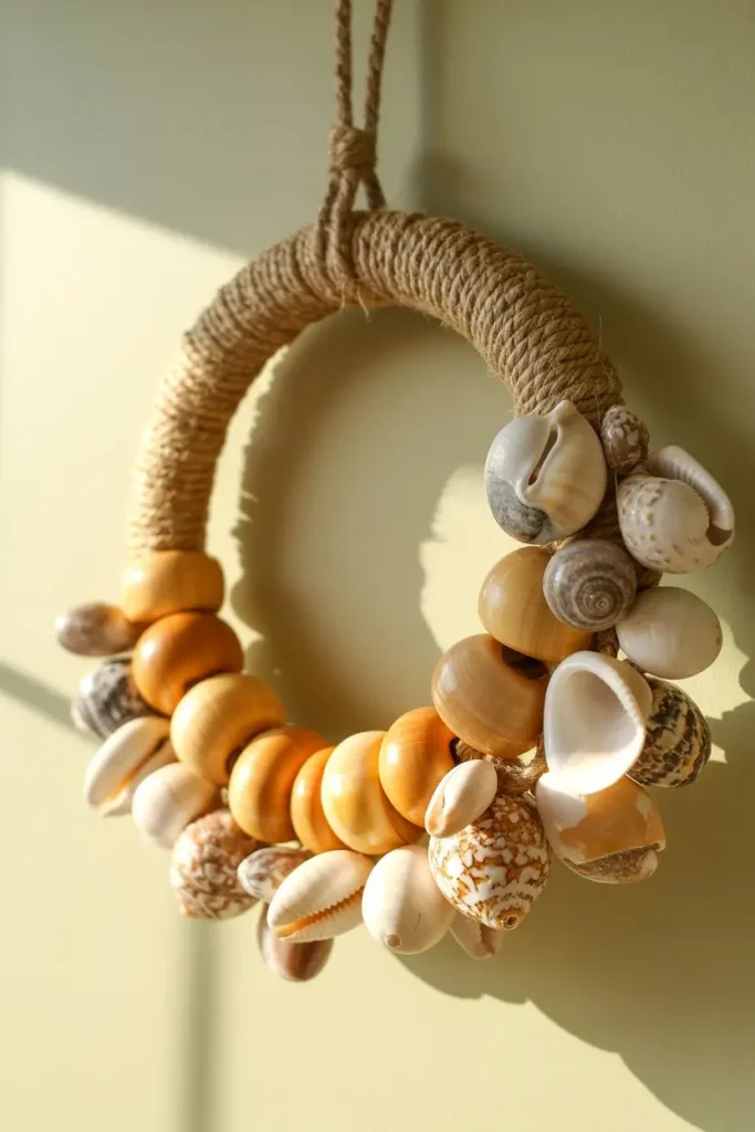 16. Seashell Wreath with Rope and Beads