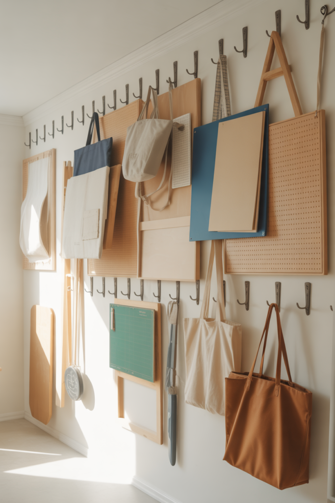 17. A Wall of Hooks for Bags Boards and Large Tools