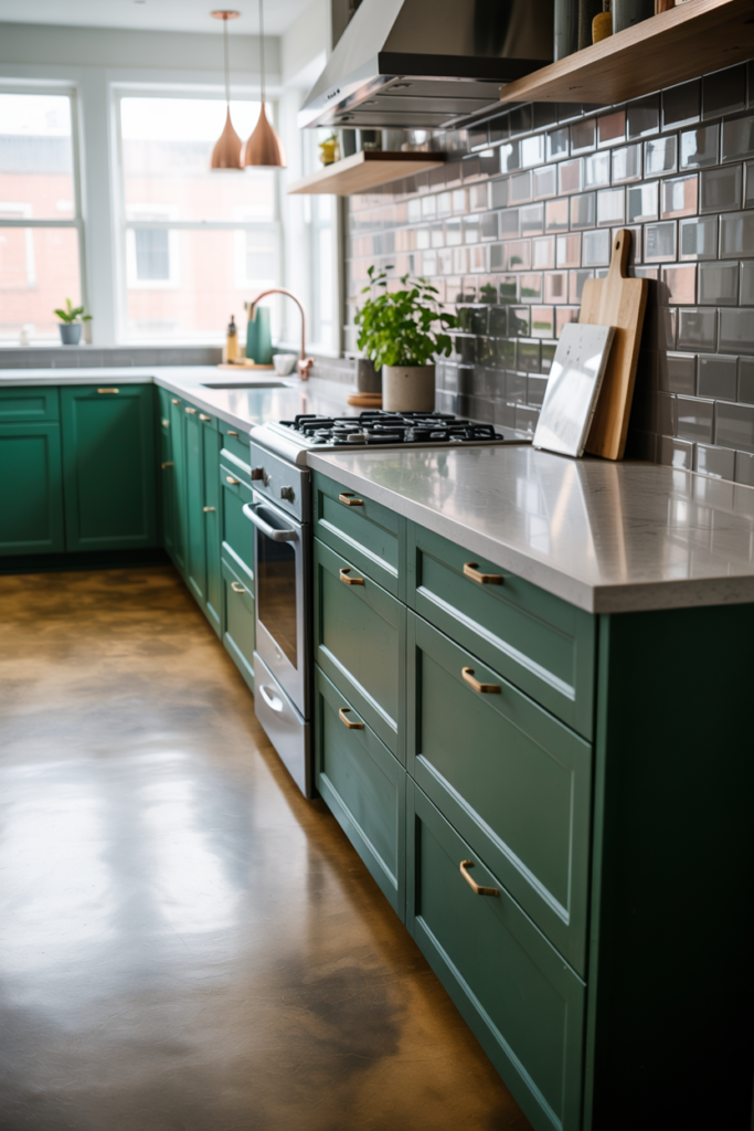 17. Emerald Green with Grey Tones