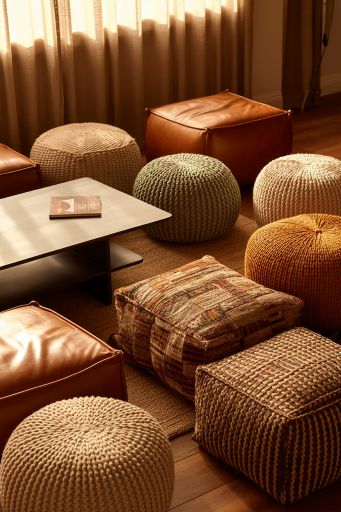 17. Poufs and Floor Cushions for Informal Style