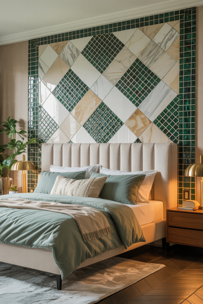 18. Artistic Tile Accent Wall for Luxury and Detail