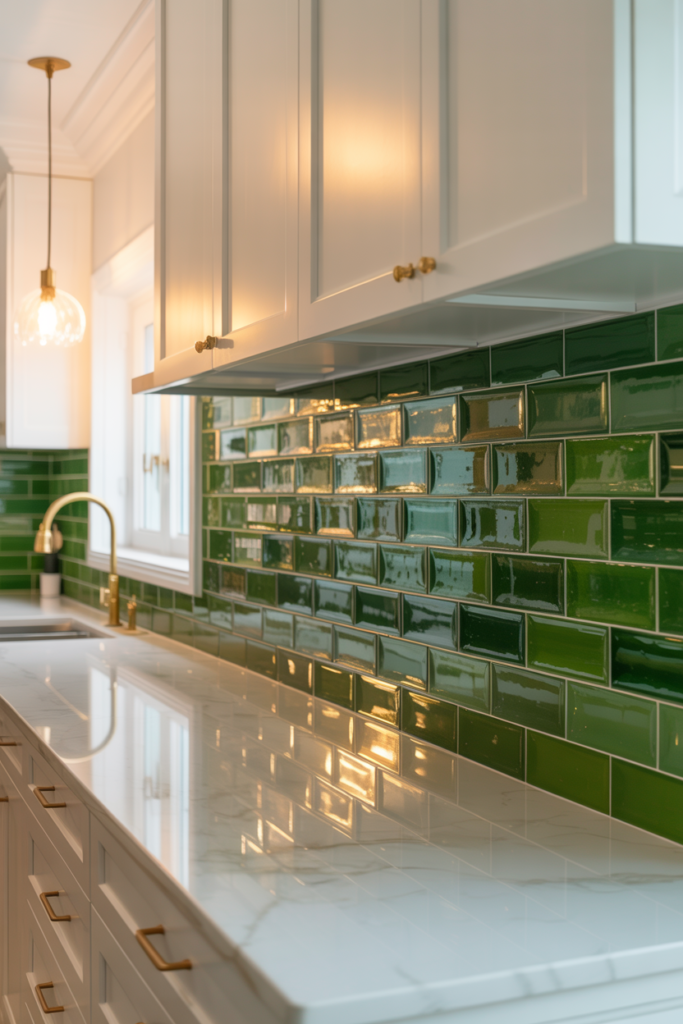 18. Statement Emerald Backsplash