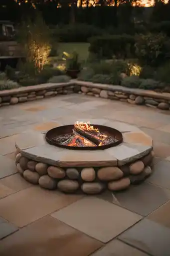 2. A Low Stone Fire Pit for a Soft Natural Look