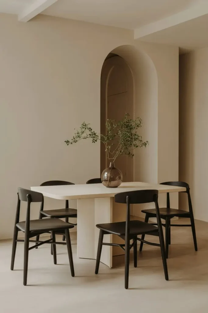 2. Black Dining Chairs That Create Gentle Contrast