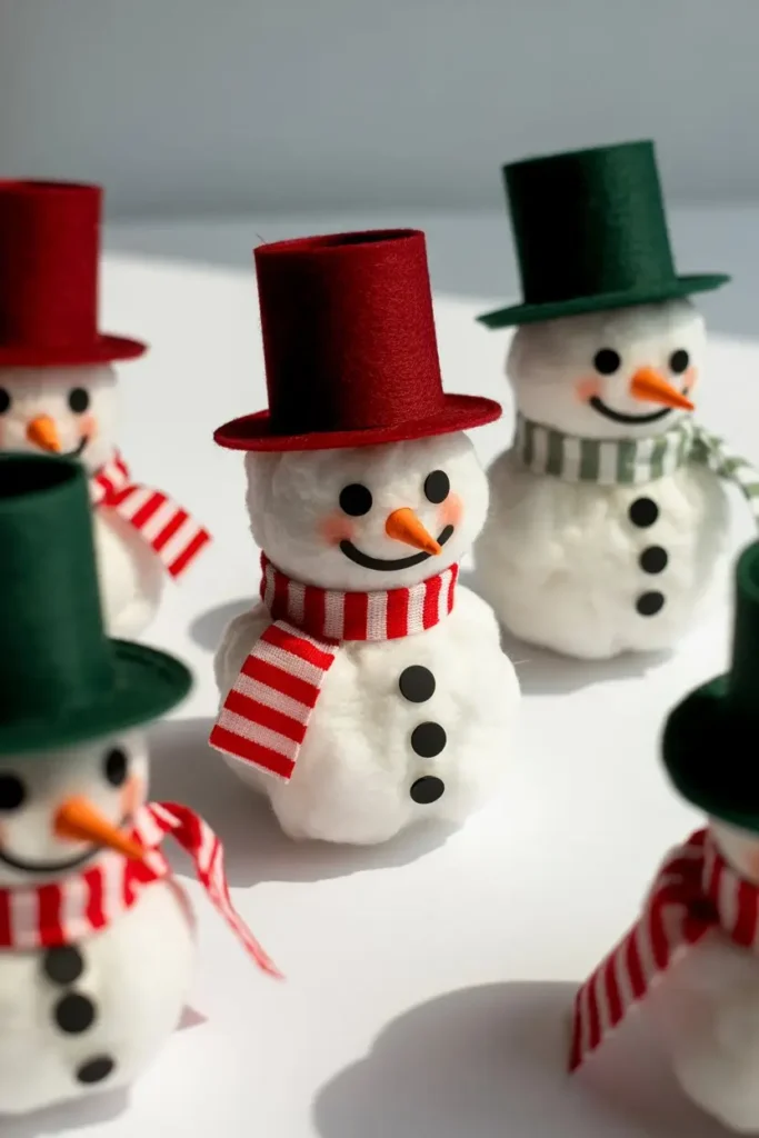 2. Cotton Ball Snowmen