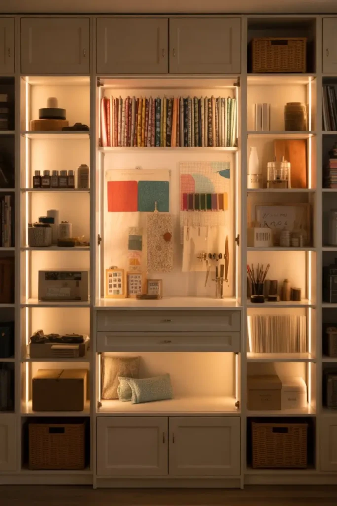 20. A Lighted Supply Cabinet for Better Visibility