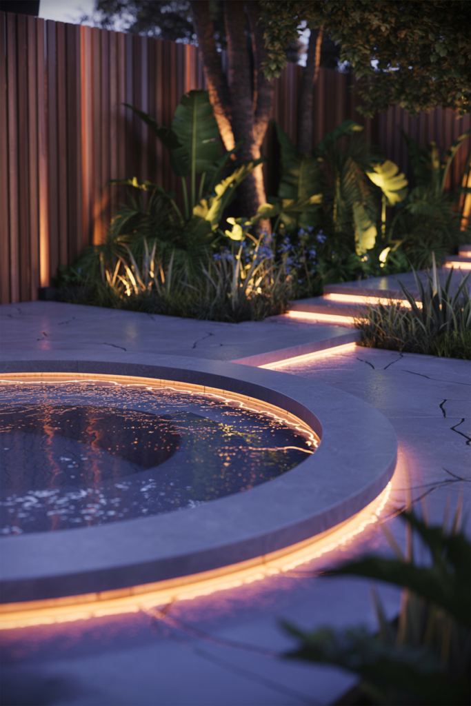 20. Smart Lighting Hot Tub Patio Ambiance