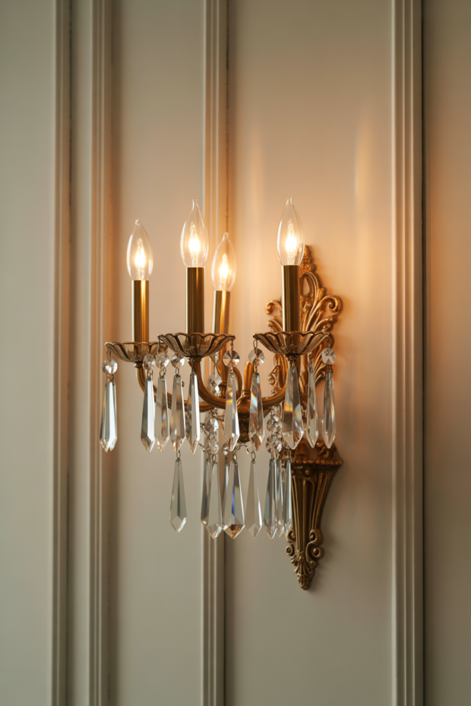 22. Crystal Drop Sconces for Regal Appeal