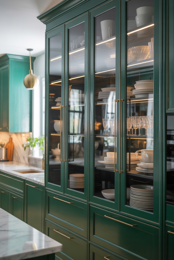 22. Emerald Kitchen with Glass Cabinets