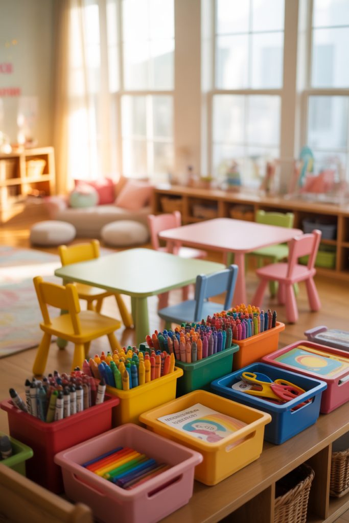 24. A Kids Craft Zone to Keep Shared Spaces Peaceful