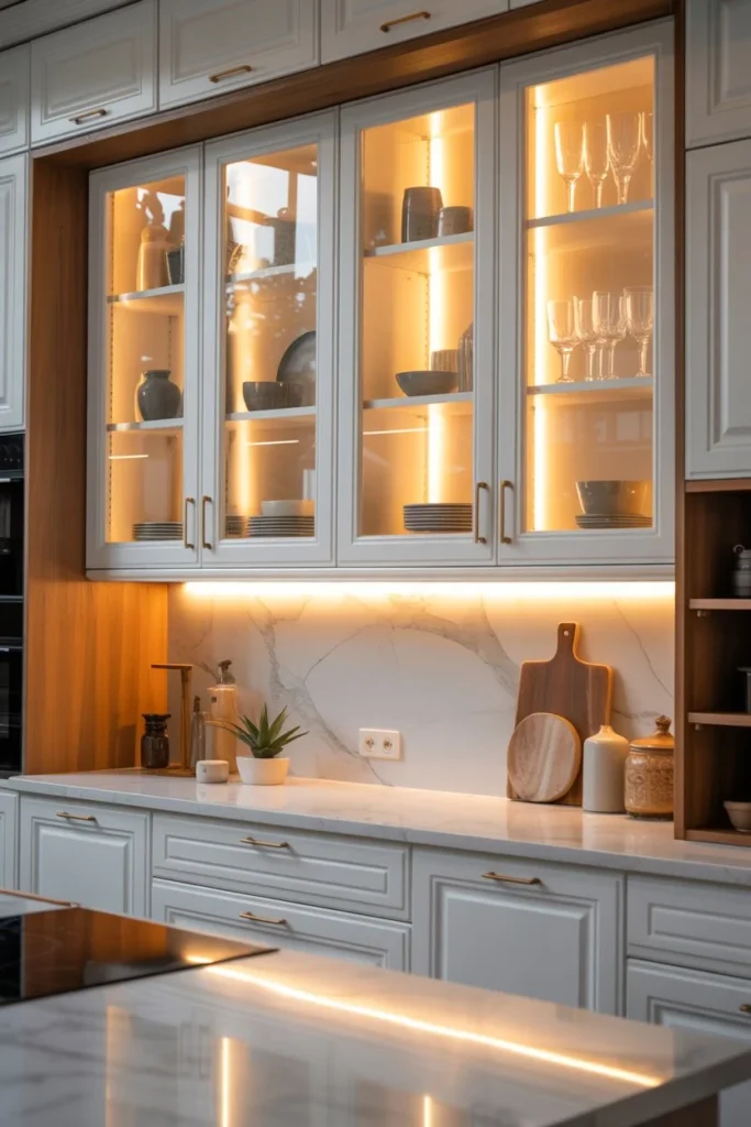 28. Add Lighted Cabinets for Visibility