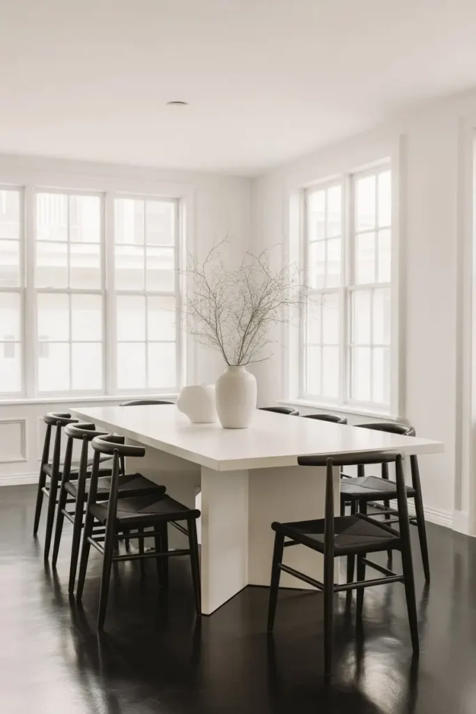 3. A White Table That Brightens the Entire Room