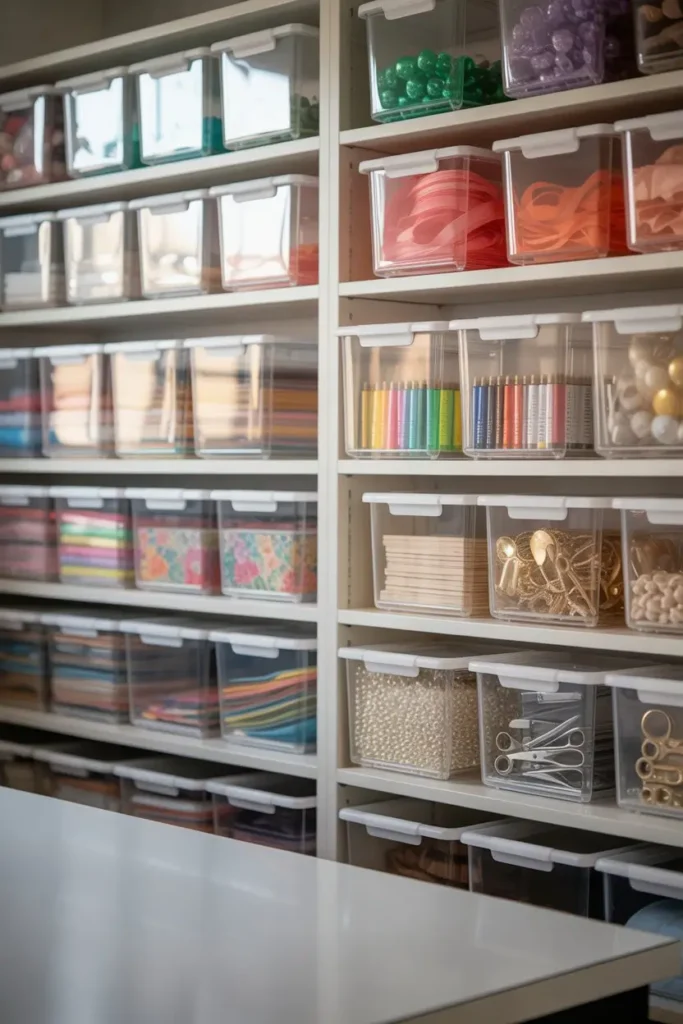 3. Clear Bins That Show Supplies Without Opening a Lid