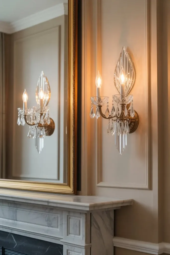 3. Crystal Sconces for a Touch of Glamour
