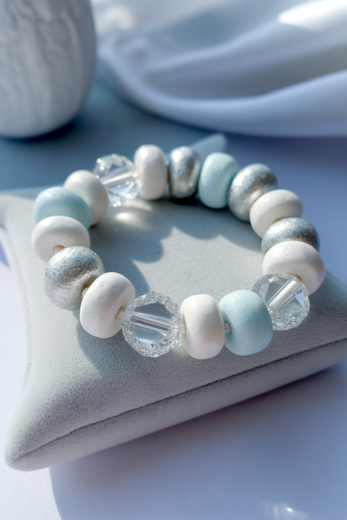 3. Frosted Clay Beads for a Cool, Wintery Feel