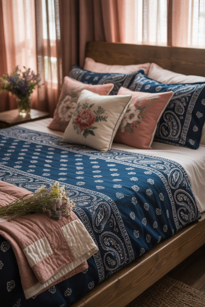 3. Mixing Bandana with Florals