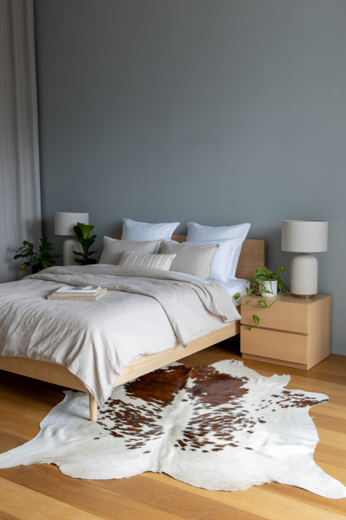 3. Scandinavian Simplicity with Natural Cowhide Texture