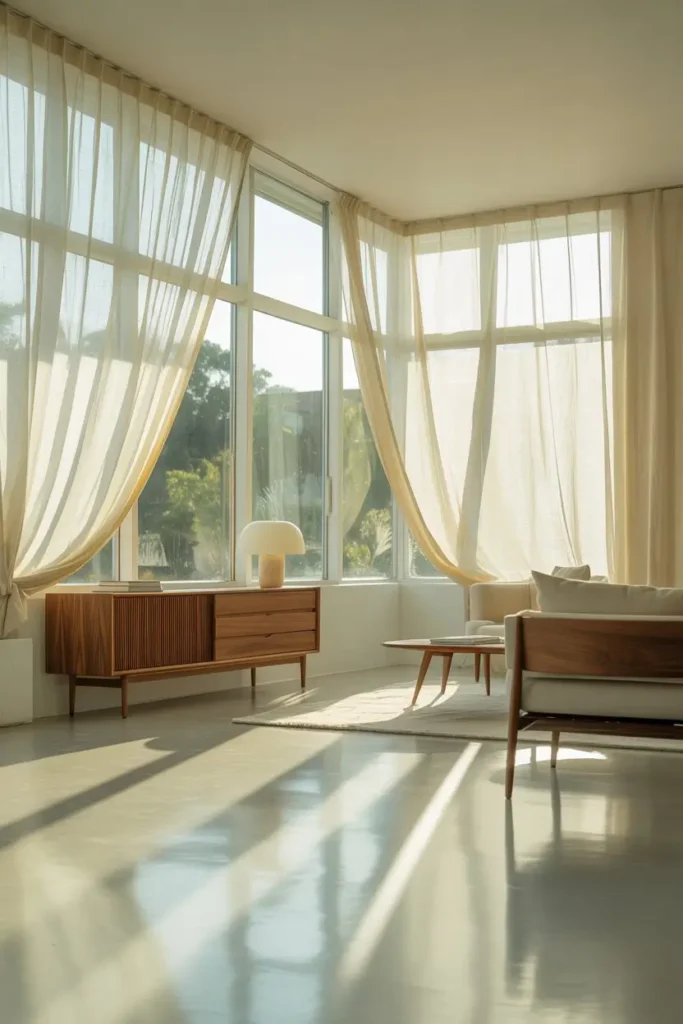 3. Sheer Drapes That Keep the Room Bright and Light