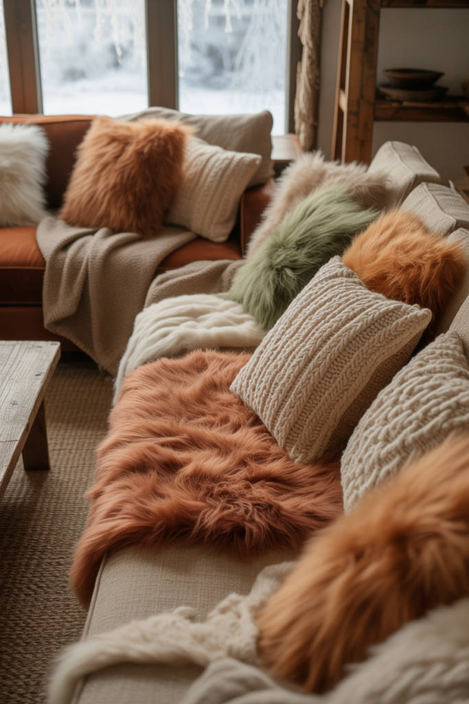 3. Soft Winter Pillows with Deep Texture