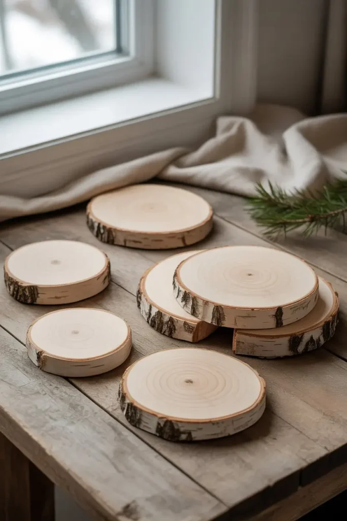 3. Winter Birch Wood Coasters