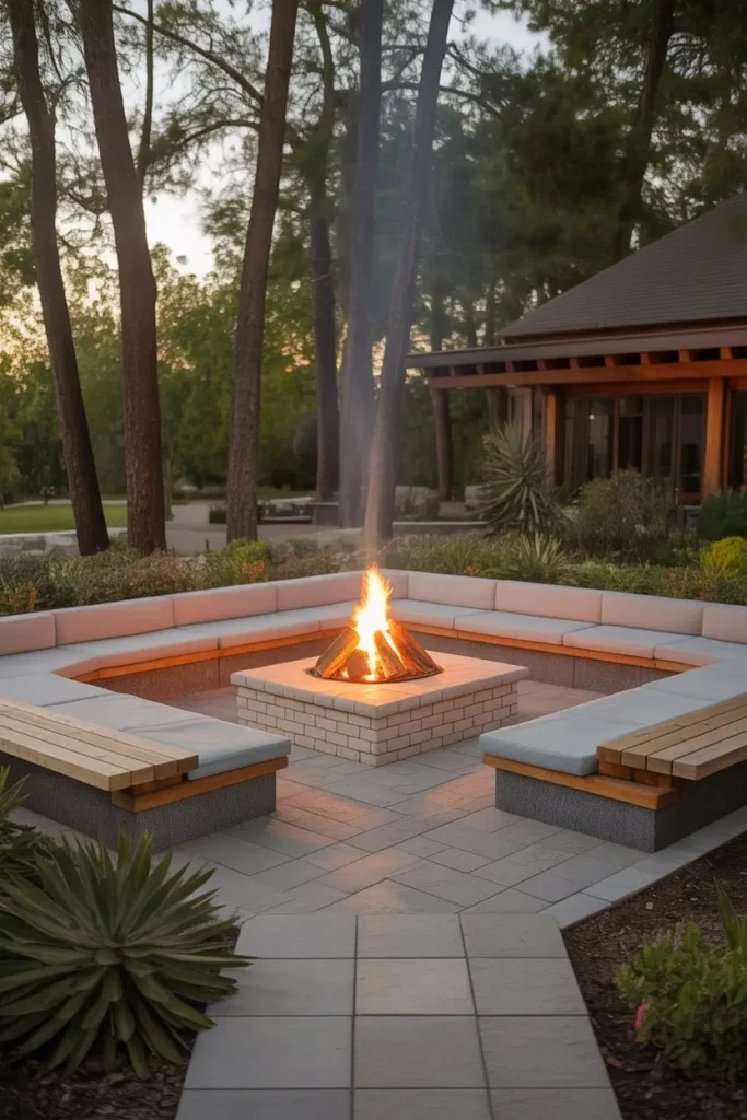 4. Built In Bench Seating That Wraps the Patio