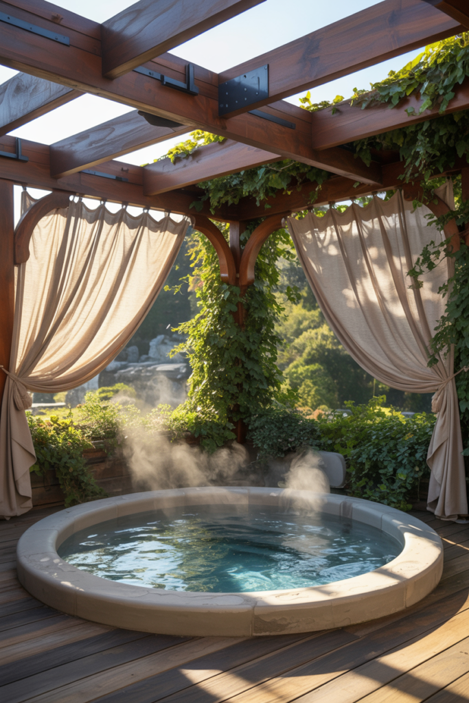 4. Covered Pergola Patio with Hot Tub