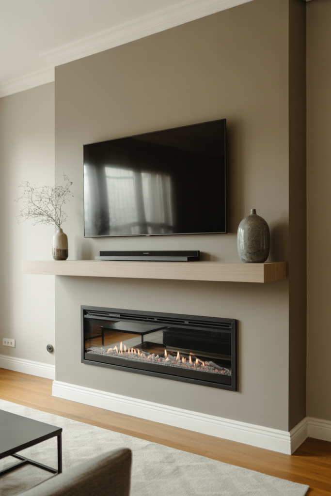 4. Floating Mantle with Mounted TV