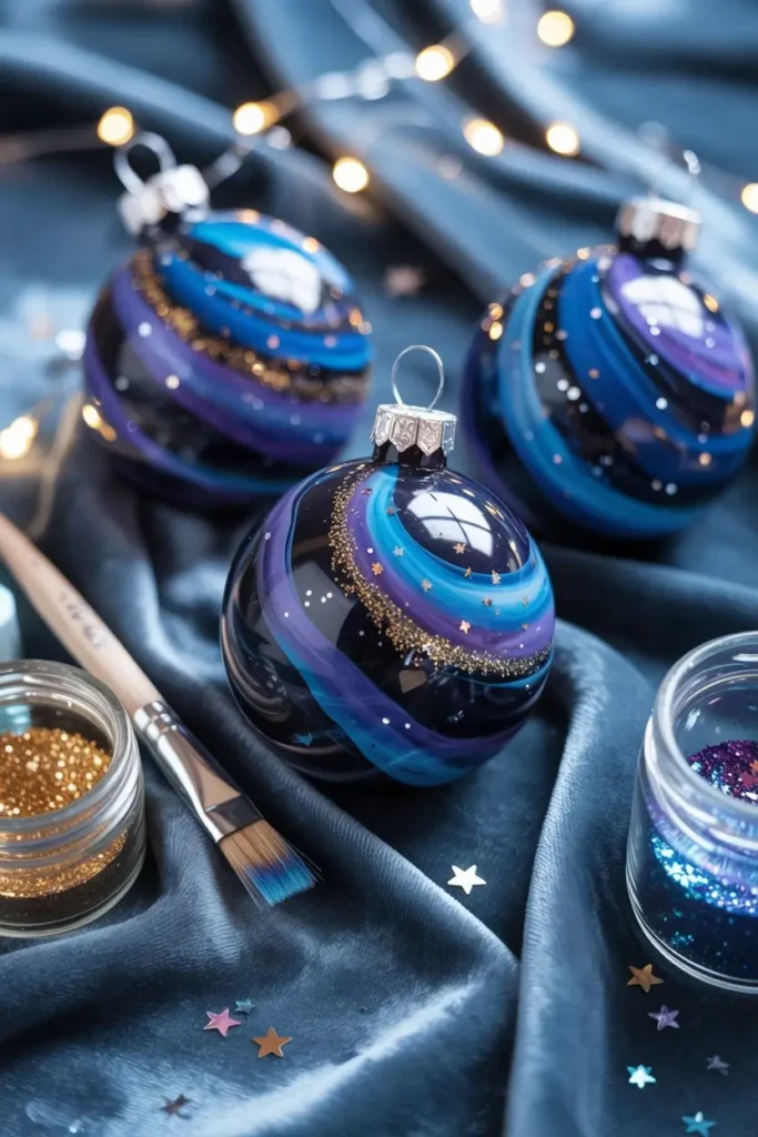 4. Glitter Galaxy Ornaments