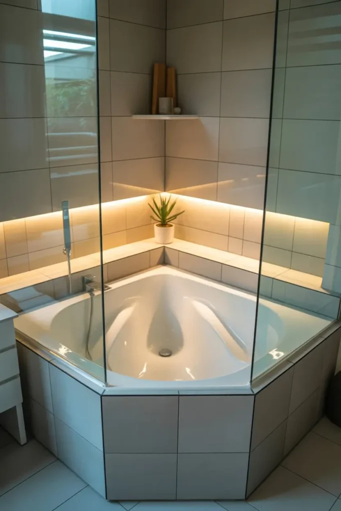 Install a Corner Tub for Space Efficiency