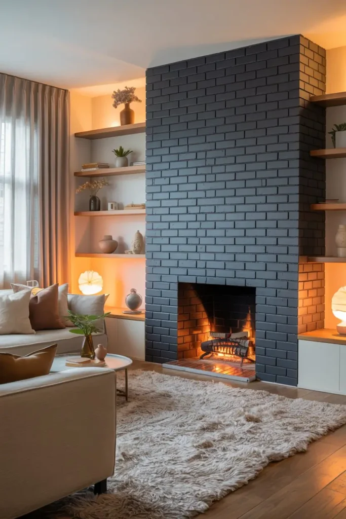4. Painted Brick Fireplace Transformation