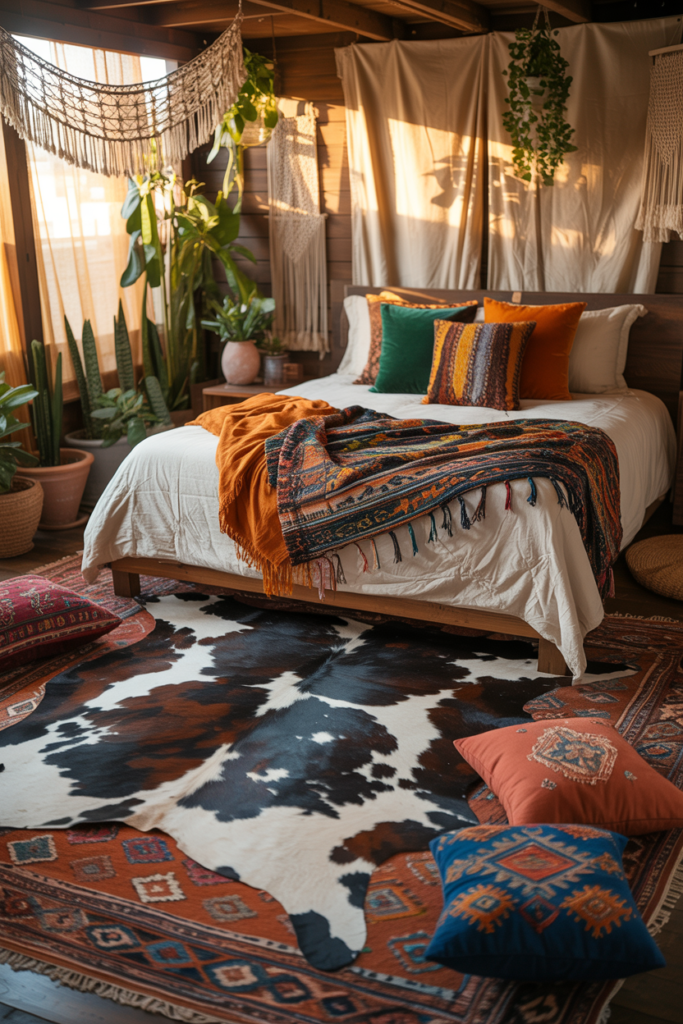 5. Bohemian Retreat with Patterned Cowhide Charm