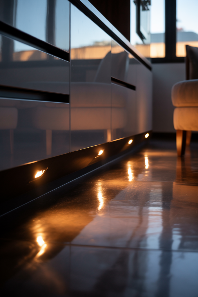 5. Floor-Wash Lighting Near the Vanity