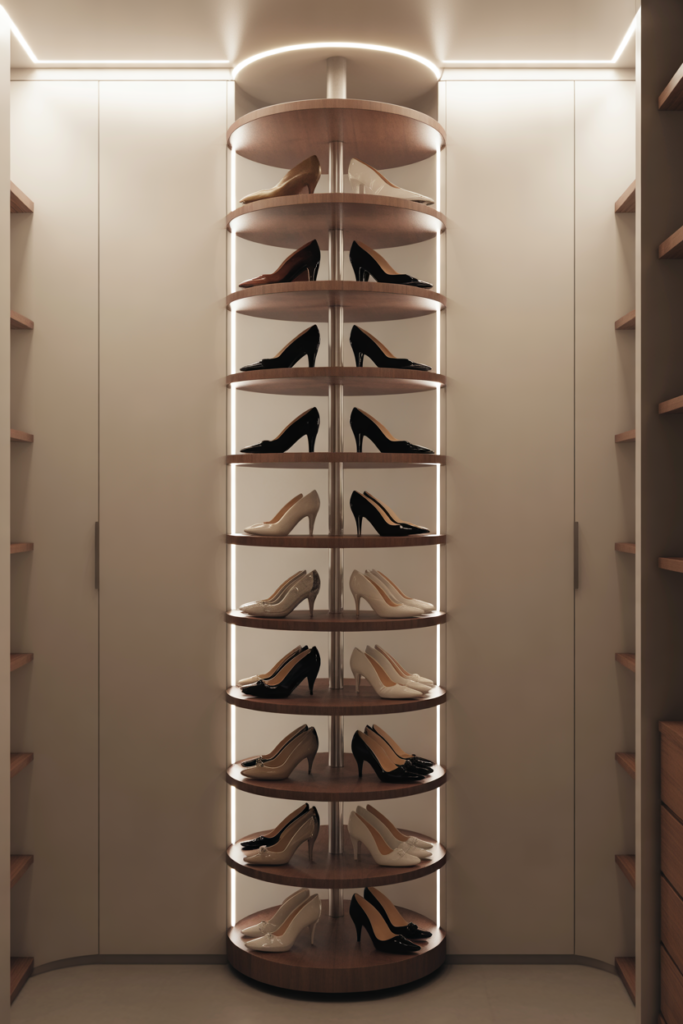 5. Rotating Shoe Rack Closet for Easy Reach