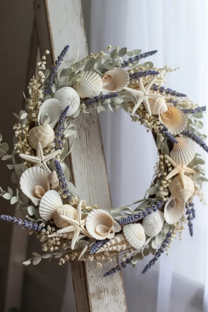 5. Seashell Wreath with Dried Flowers