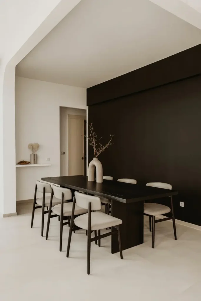 5. White Walls With One Black Accent Wall
