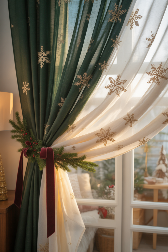 6. Add Christmas Curtains or Sheer Drapes