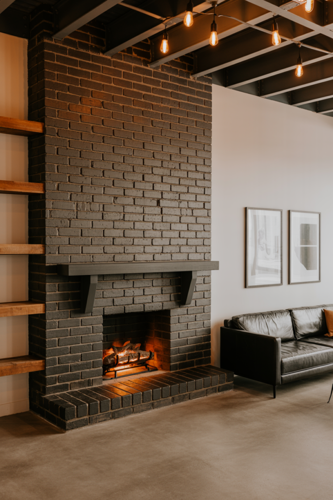 6. Industrial Loft Brick Fireplace