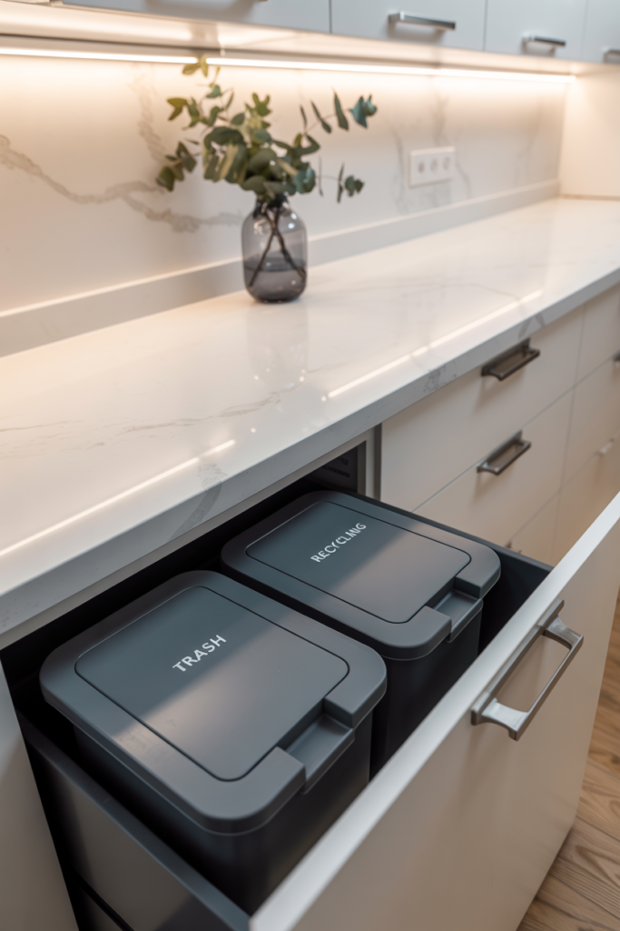 6. Install Pull-Out Trash and Recycling Bins