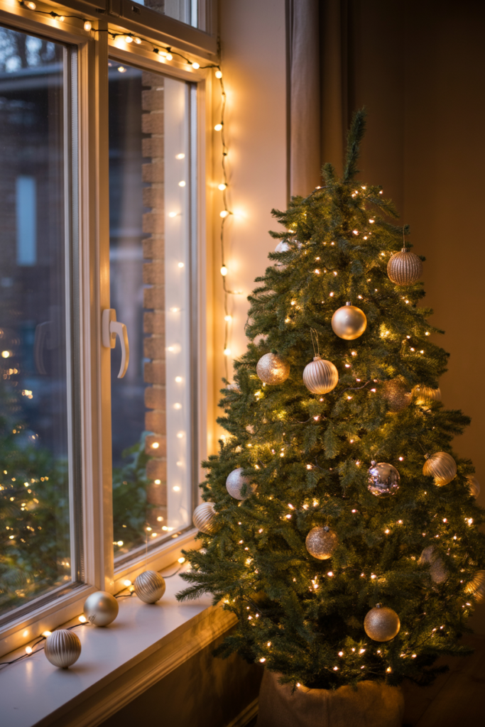 7. Showcase a Christmas Tree through the Window