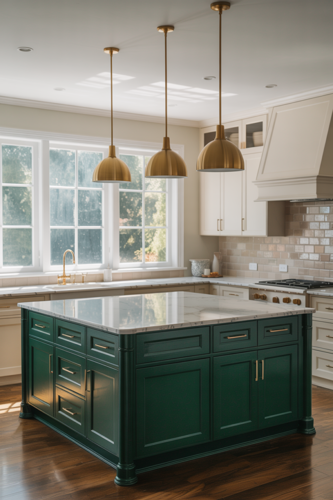 8. Deep Emerald Kitchen Island