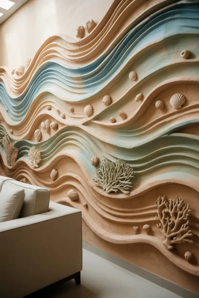 8. Ocean-Inspired Clay Murals