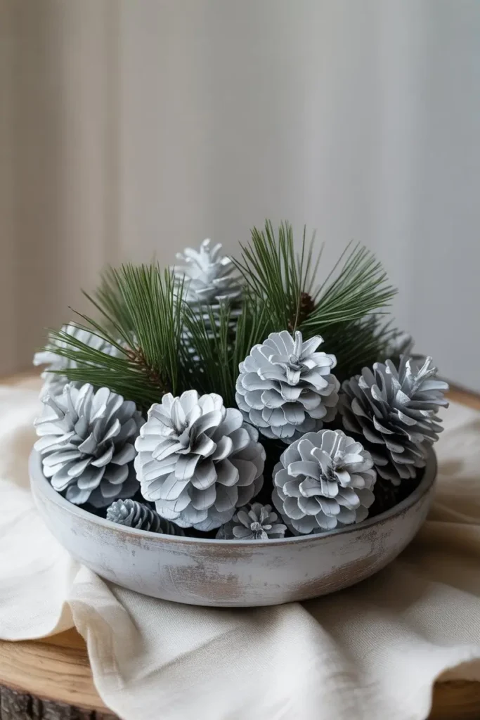 8. Pinecone Painted Centerpieces