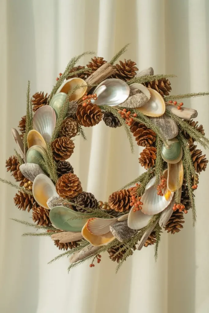 8. Seasonal Touch with Pinecones and Seashells