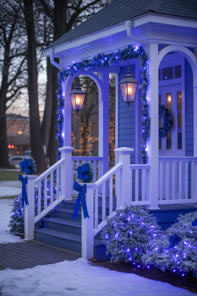 9. Blue and White Outdoor Decor