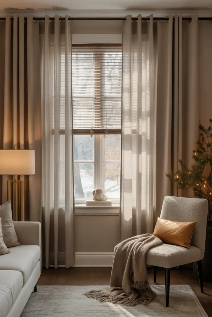9. Layered Window Treatments for Warmth