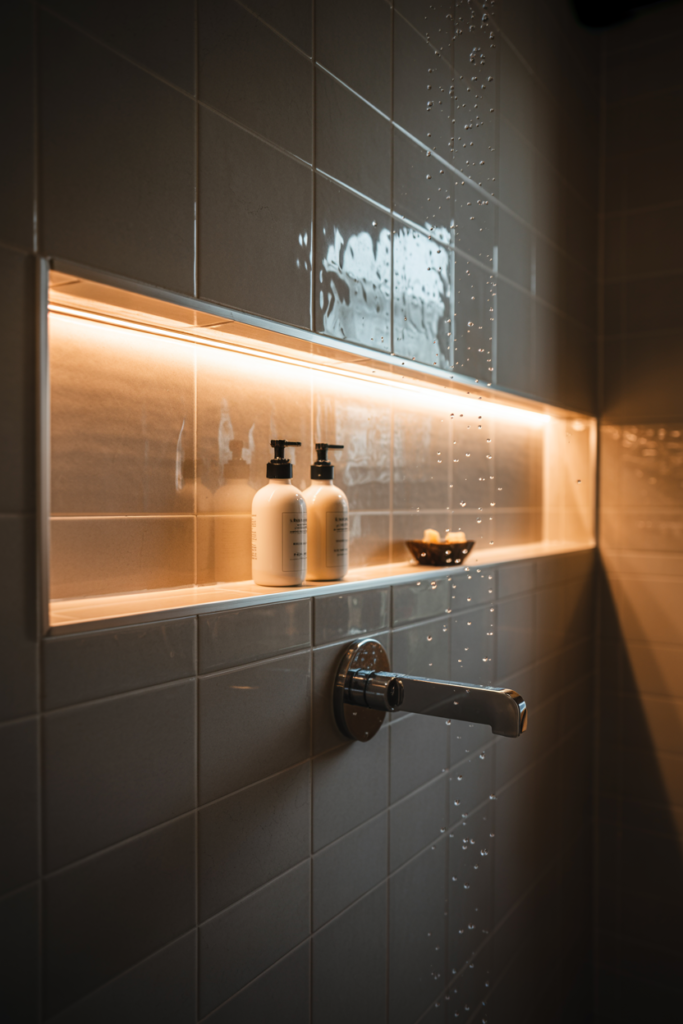 11. Backlit Shower Niche for Ambient Lighting