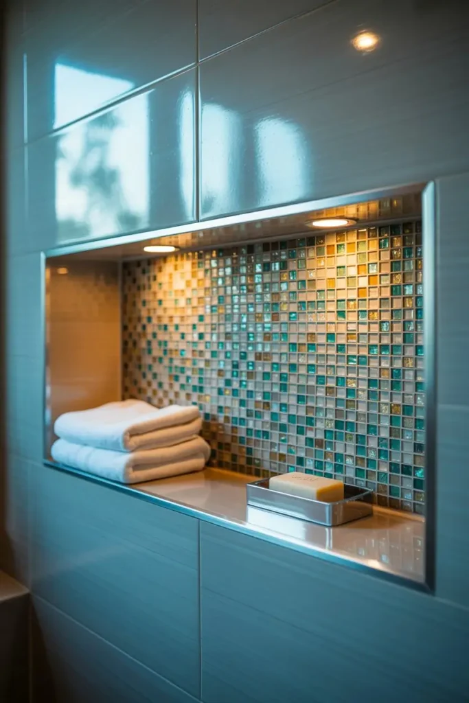 6. Mosaic Tile Niche for Artful Touches