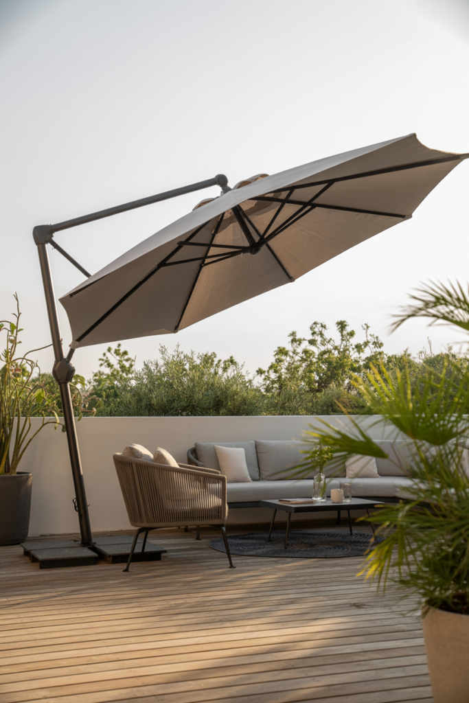 Use Portable Umbrellas with Weighted Stands