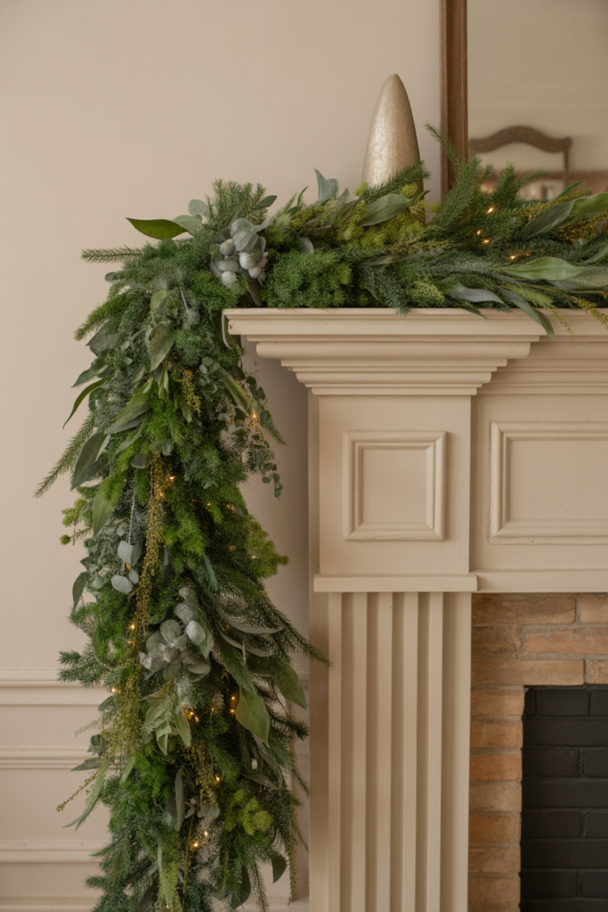 1. Classic Greenery Mantle Layers